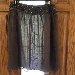 💚3/$25 Calvin Klein size 10 silver skirt silver rhinestones and beading